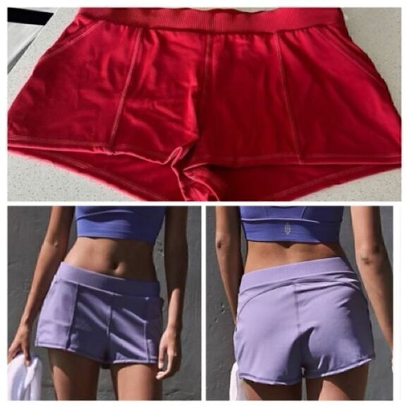 NWOT Free people Movement Mid Rise Move On Micro Red Shorts Activewear Nylon - Picture 1 of 14